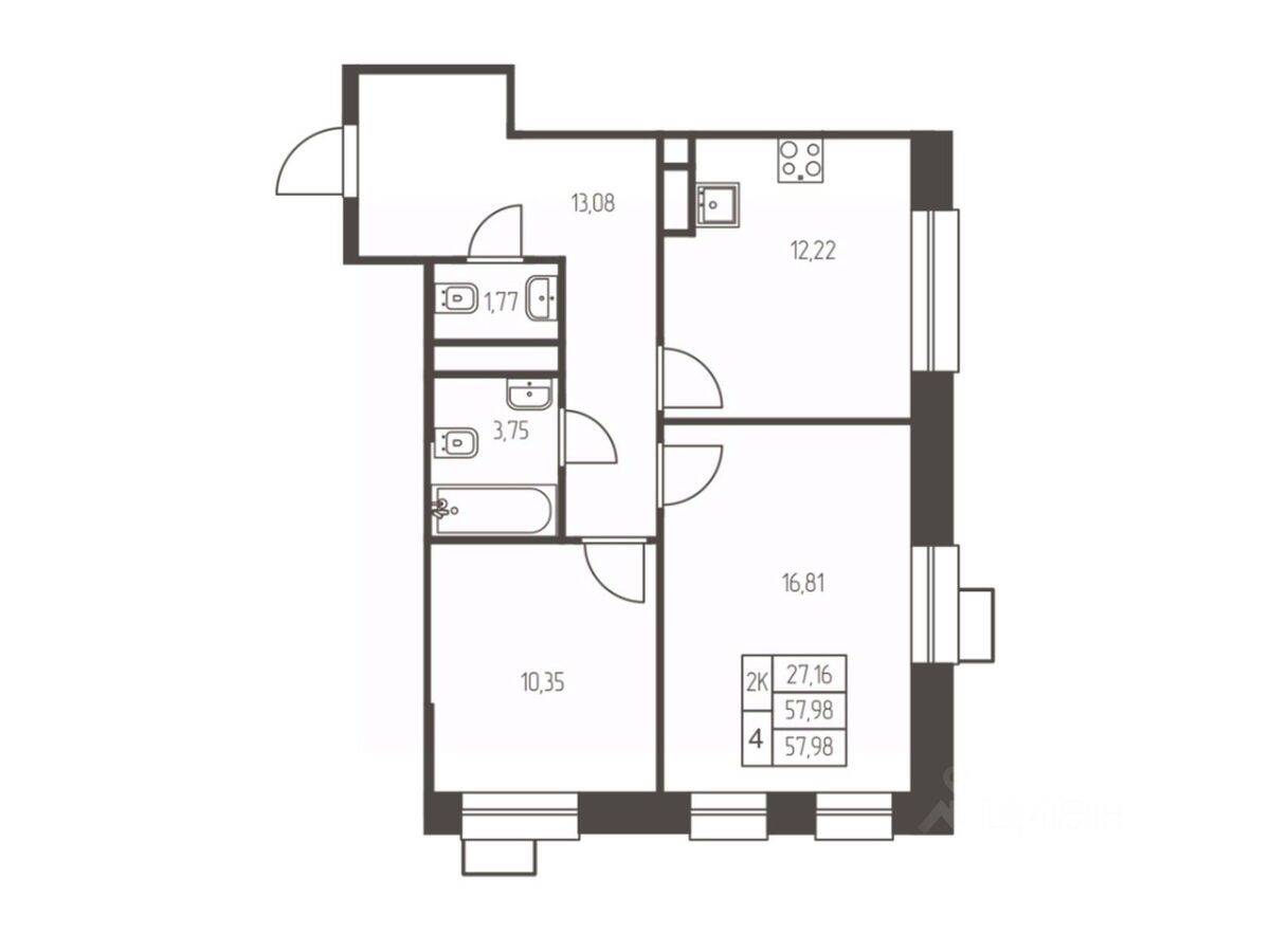 2-комн. квартира, 58 м², в ЖК Новая Ивантеевка