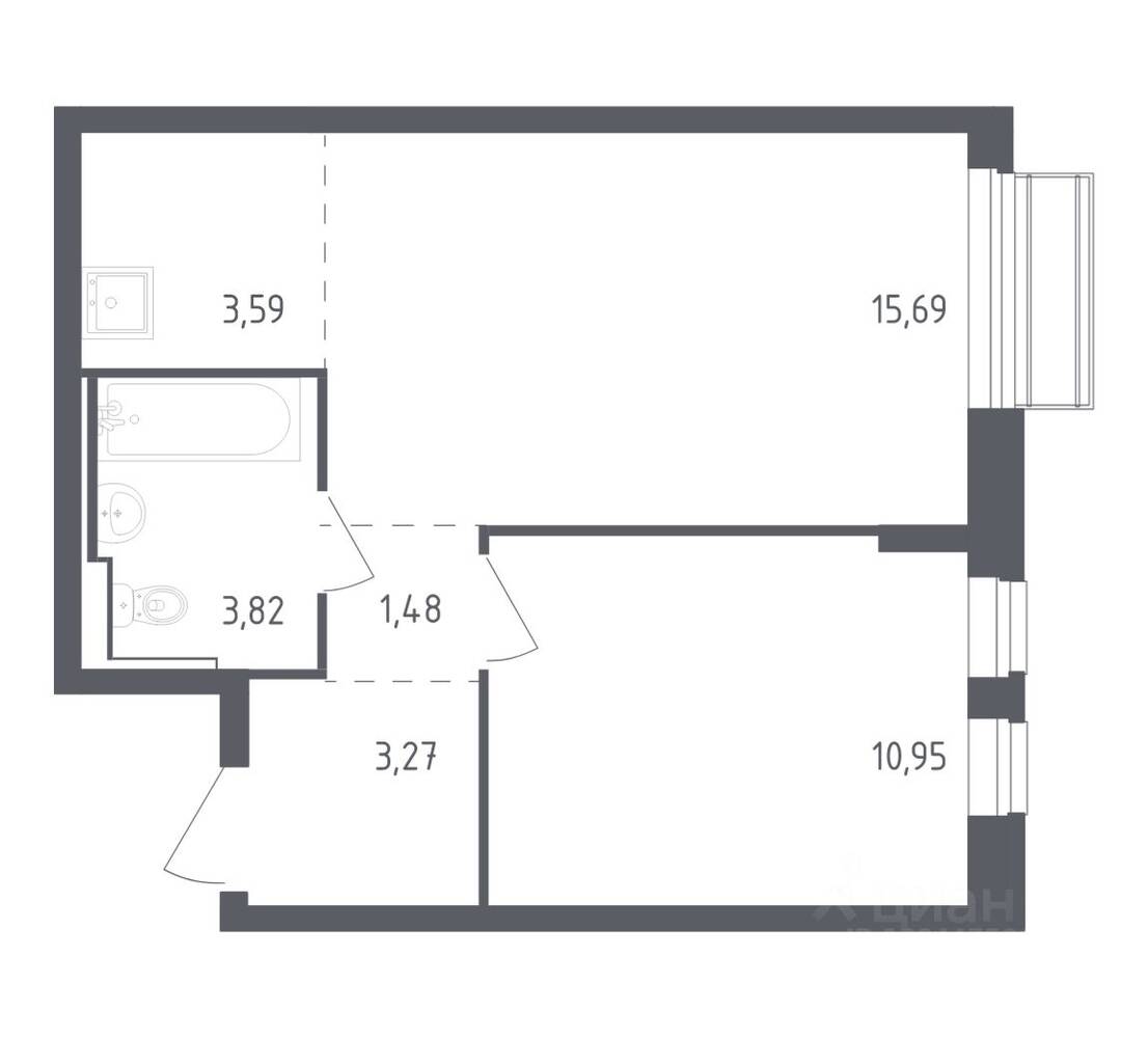 1-комн. квартира, 38,8 м², в ЖК Рублевский Квартал