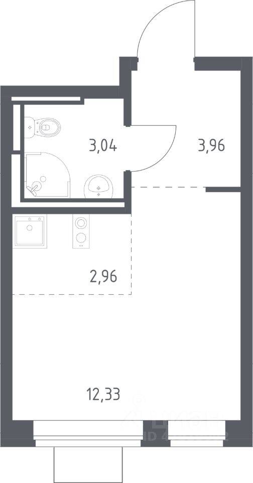 Квартира-студия, 22,29 м², в ЖК Богдановский Лес