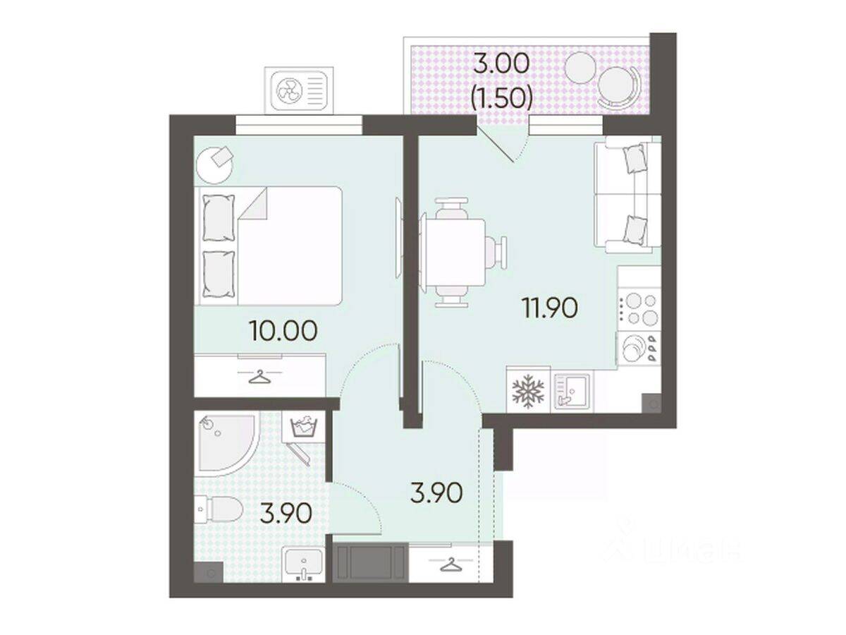 1-комн. квартира, 31,2 м², в ЖК «Ручьи»