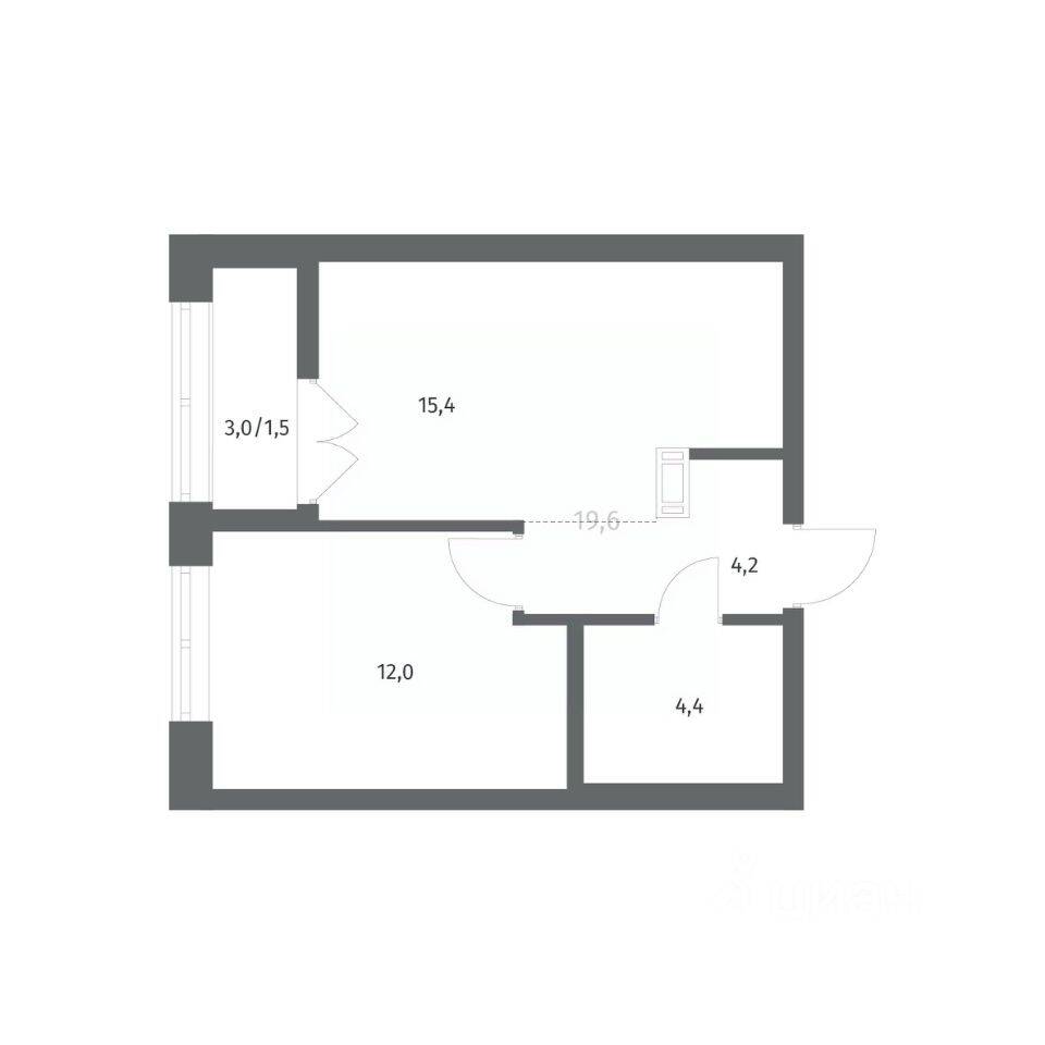 1-комн. квартира, 37,56 м², в ЖК NEWПИТЕР