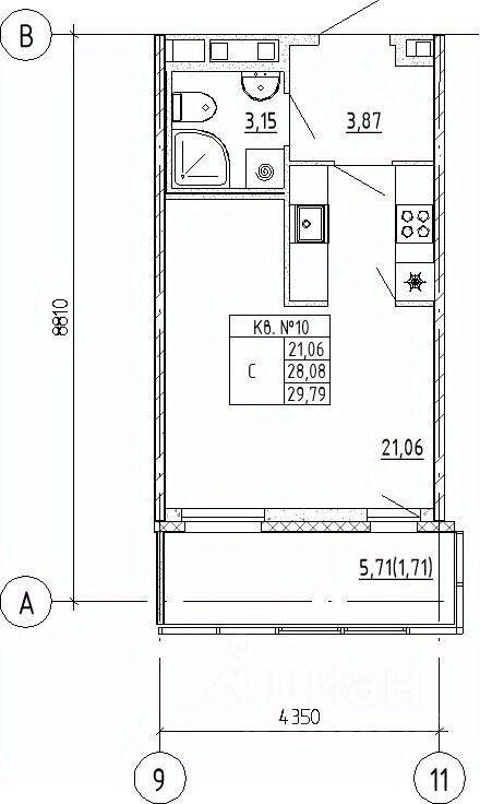 Квартира-студия, 29,79 м², в ЖК UP-квартал «Воронцовский»