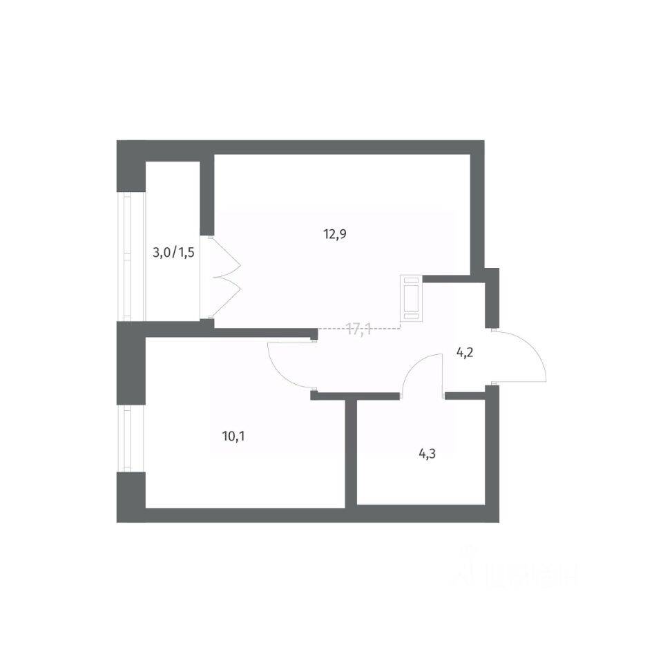 1-комн. квартира, 33,01 м², в ЖК NEWПИТЕР