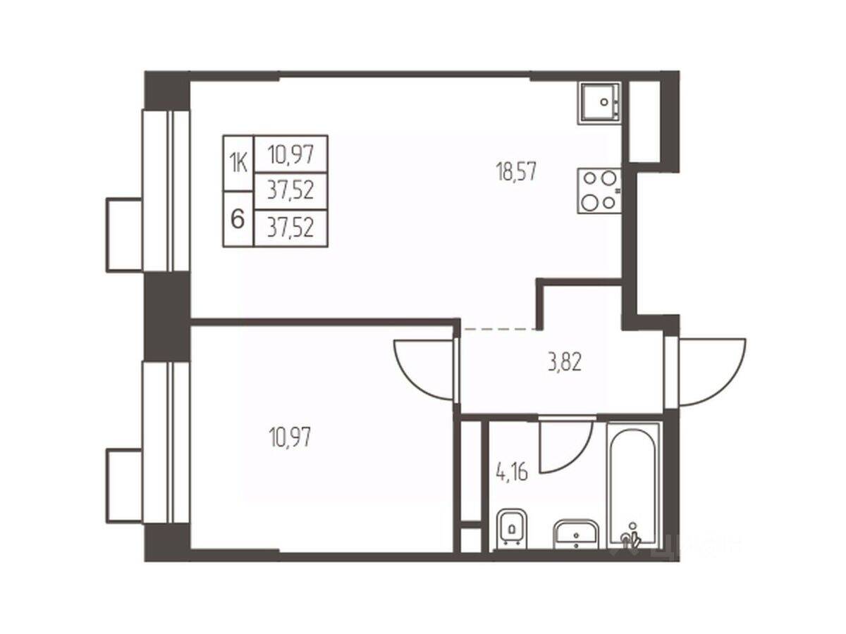 1-комн. квартира, 37,5 м², в ЖК Новая Ивантеевка