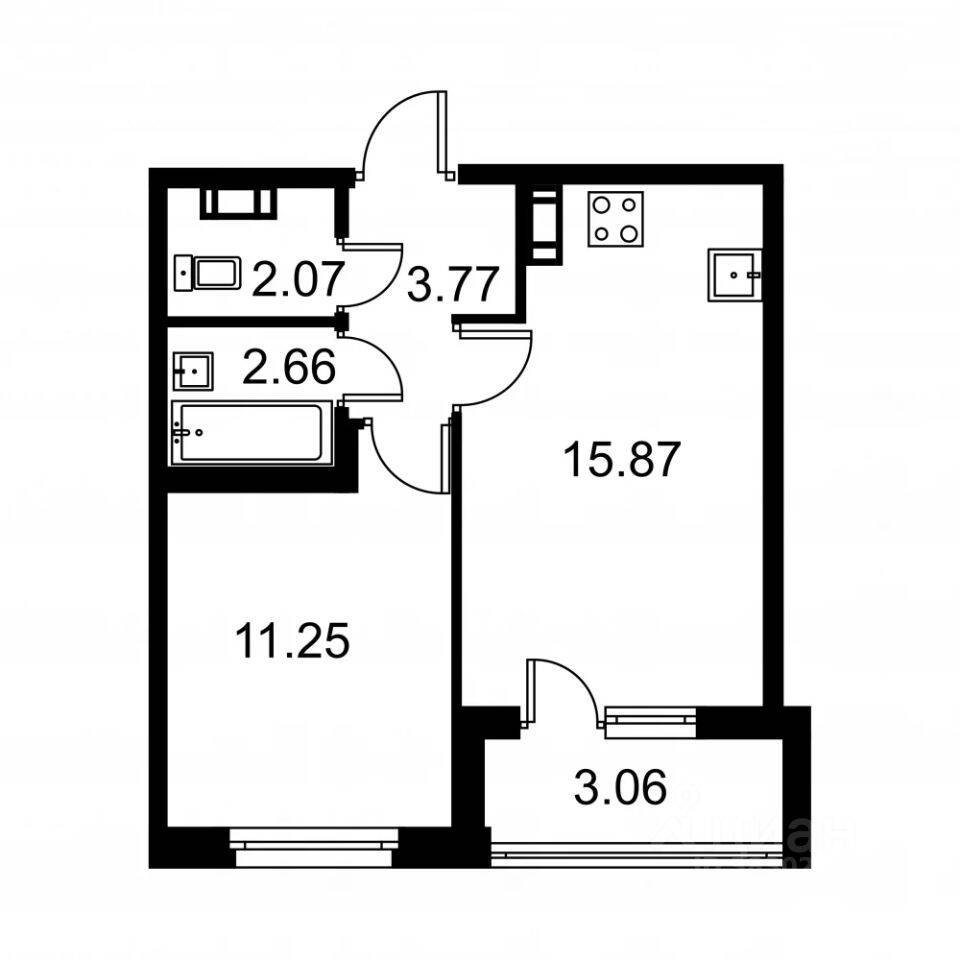 1-комн. квартира, 36,77 м², в ЖК Квартал Заречье