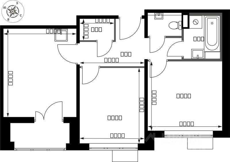 2-комн. квартира, 51,7 м², в ЖК 1-й Саларьевский