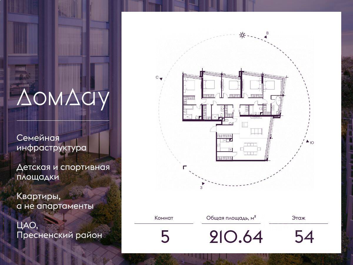5-комн. квартира, 210,64 м², в ЖК Дом Дау