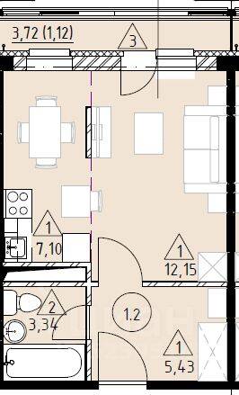 Квартира-студия, 29,14 м², в ЖК Марусино-6