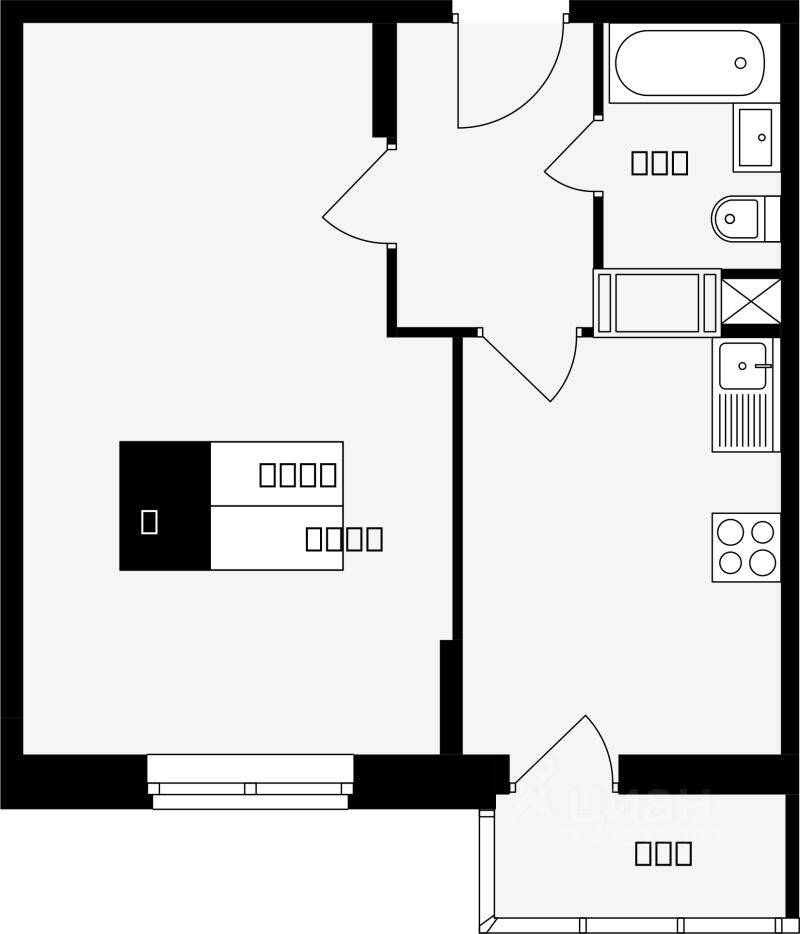 Планировка 1 комнатной квартиры, 41.2 м², в «Красная горка»