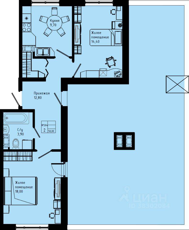 2-комн. квартира, 84,8 м², в ЖК Pixel
