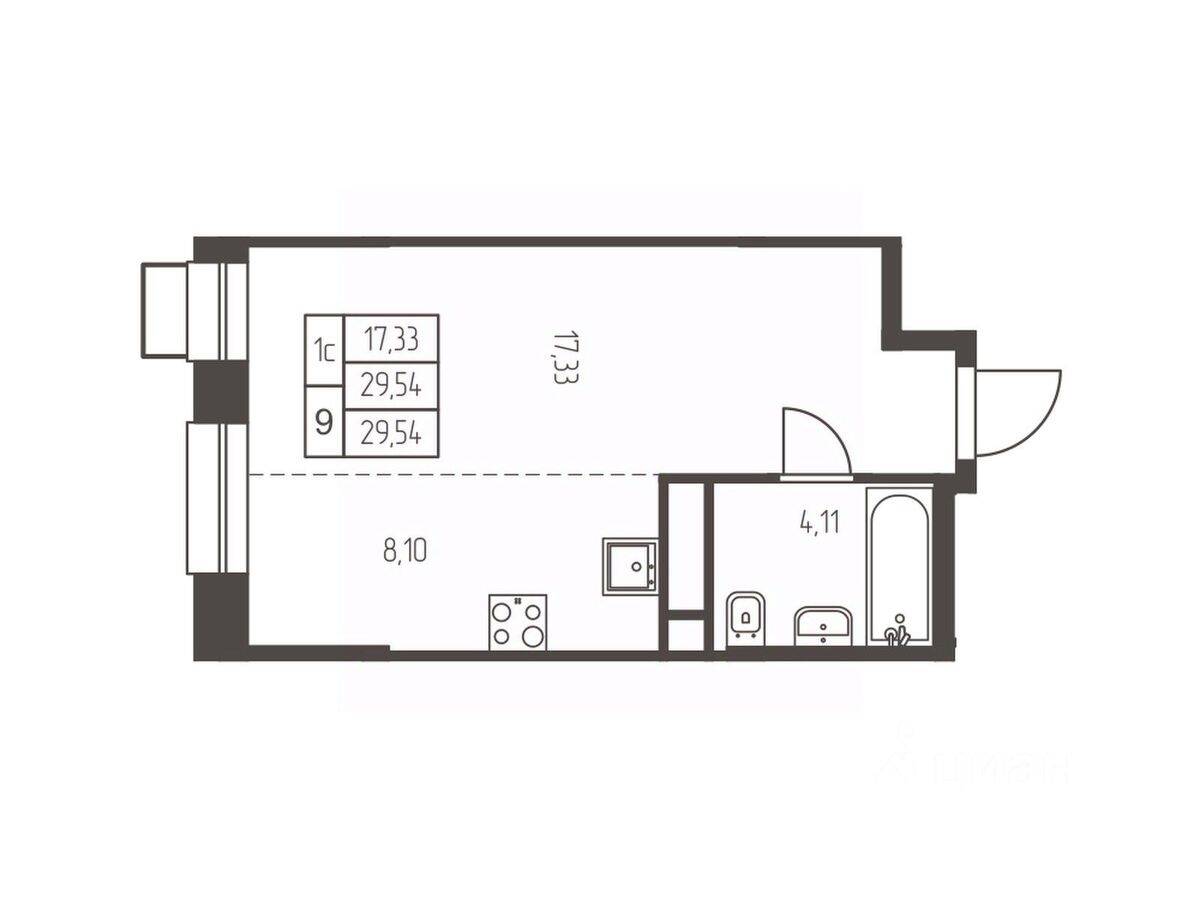 Квартира-студия, 29,5 м², в ЖК Новая Ивантеевка
