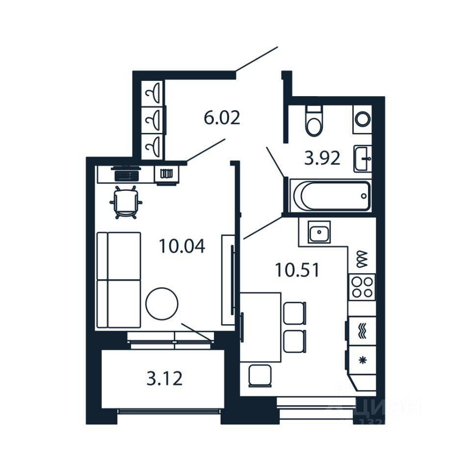 1-комн. квартира, 29,8 м², в ЖК Полис Новоселье