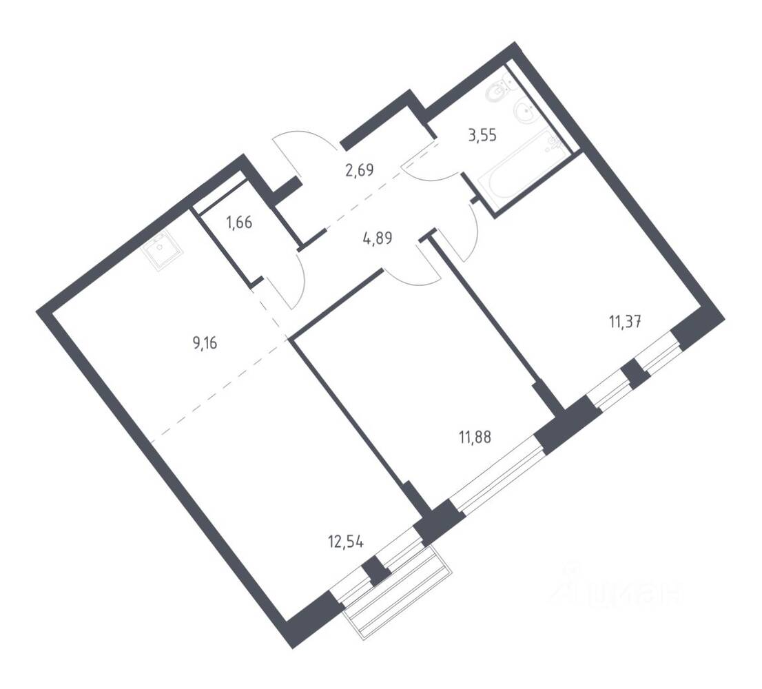2-комн. квартира, 56,7 м², в ЖК Рублевский Квартал