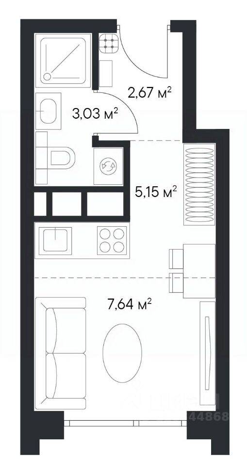 Квартира-студия, 18,49 м², в ЖК 1-й Нагатинский