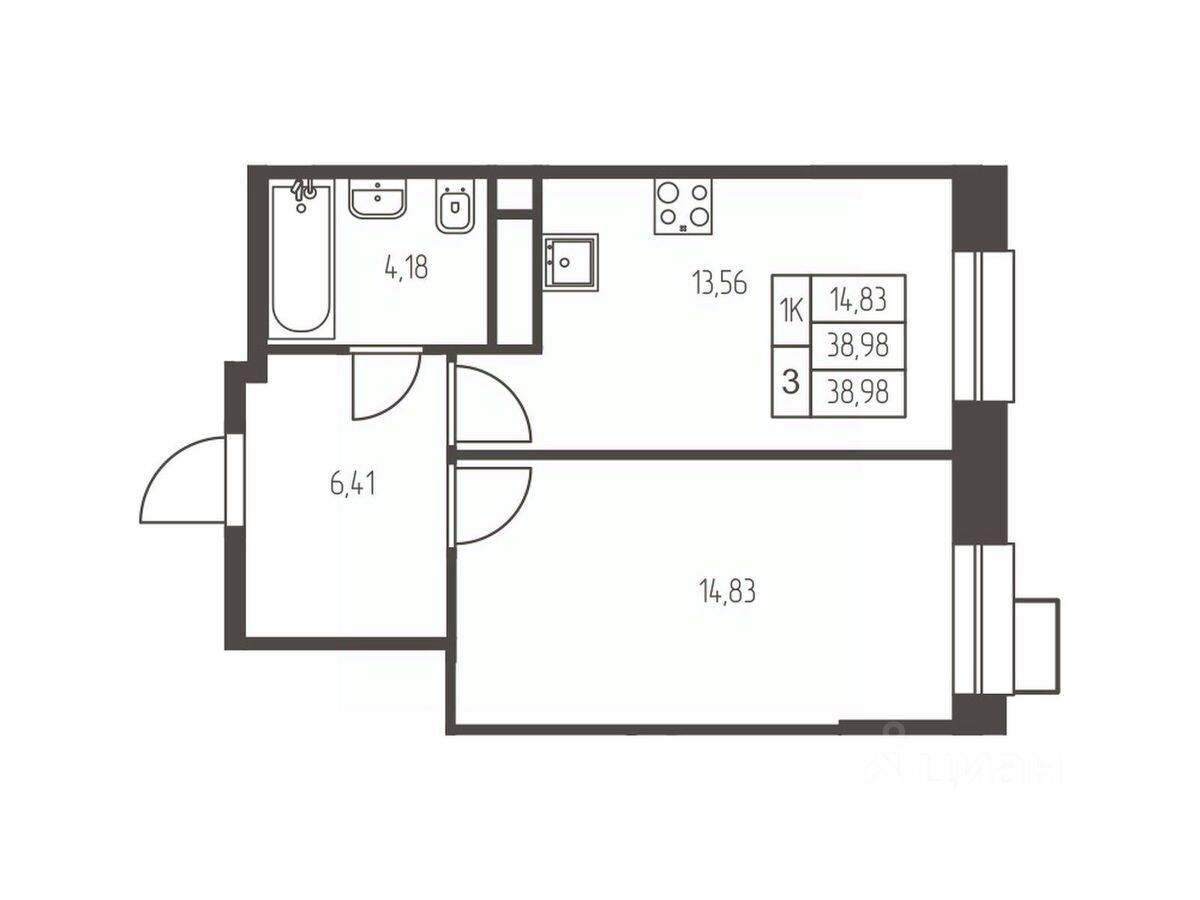 1-комн. квартира, 39 м², в ЖК Новая Ивантеевка