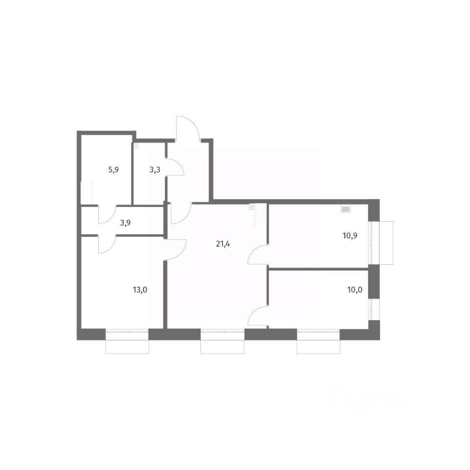 3-комн. квартира, 72,6 м², в ЖК Парусная 1