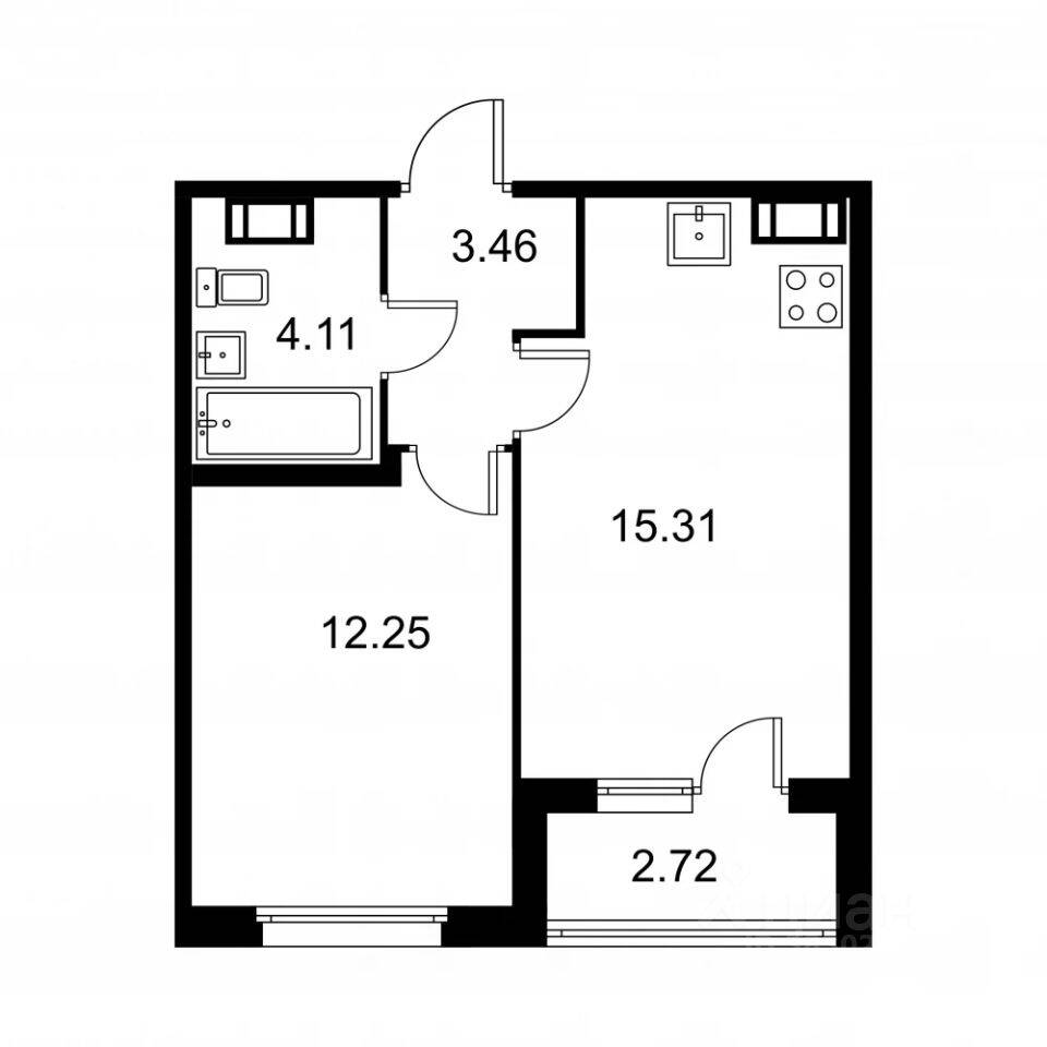 1-комн. квартира, 36,49 м², в ЖК Квартал Заречье