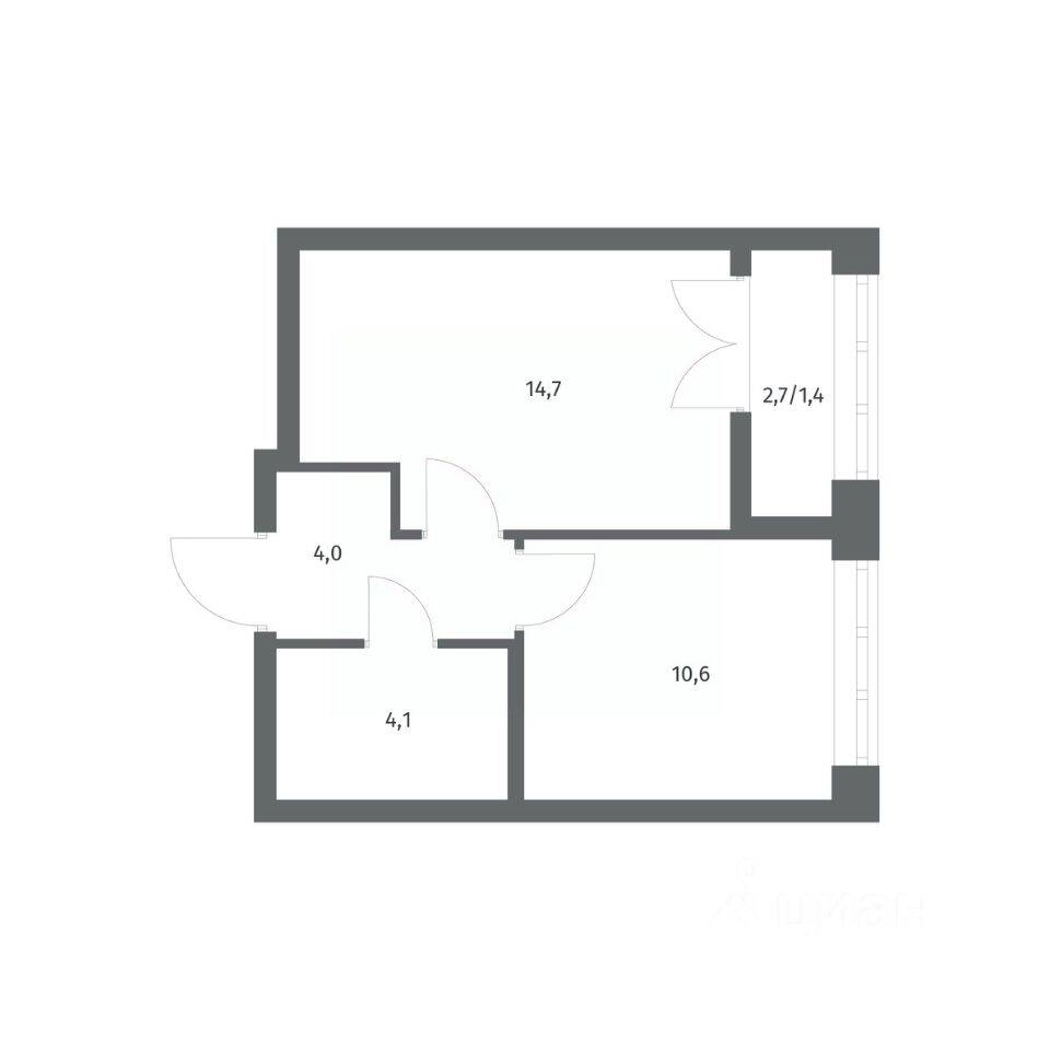 1-комн. квартира, 34,71 м², в ЖК NEWПИТЕР