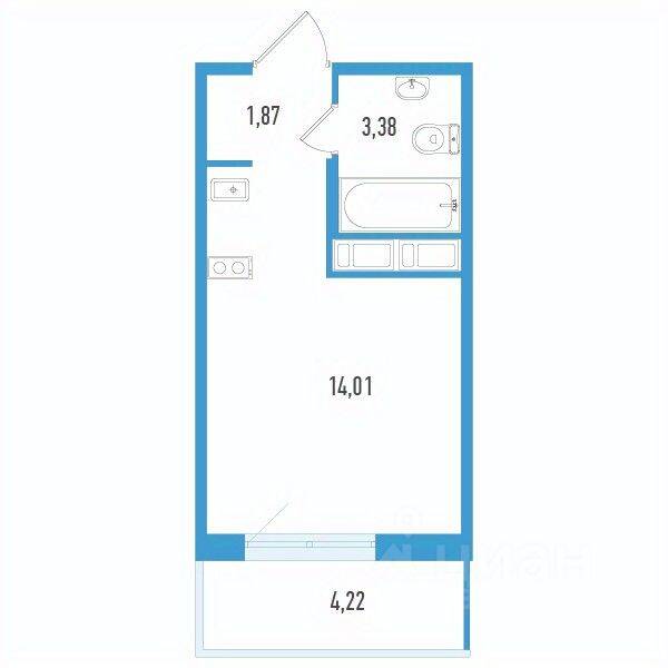 Квартира-студия, 20,53 м², в ЖК Аэросити Life