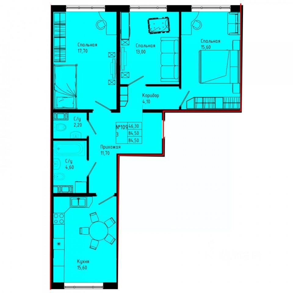 3-комн. квартира, 84,5 м², в ЖК Pixel