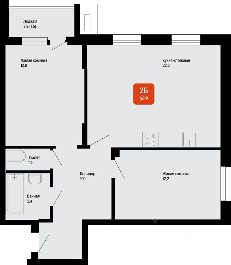 2-комн. квартира, 63,9 м², в Малоэтажный ЖК «Подлипки-Город»