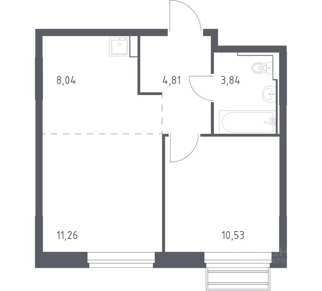 1-комн. квартира, 38,48 м², в ЖК Рублевский Квартал