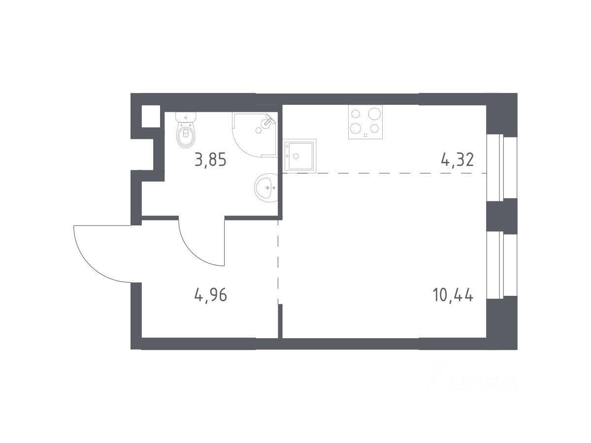 Квартира-студия, 23,57 м², в ЖК ЭкоБунино