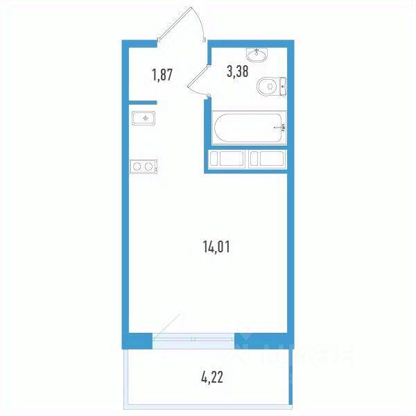Квартира-студия, 20,53 м², в ЖК Аэросити Life