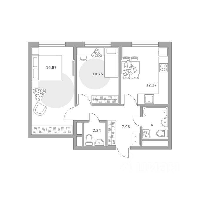 2-комн. квартира, 54,09 м², в ЖК «Императорские Мытищи»