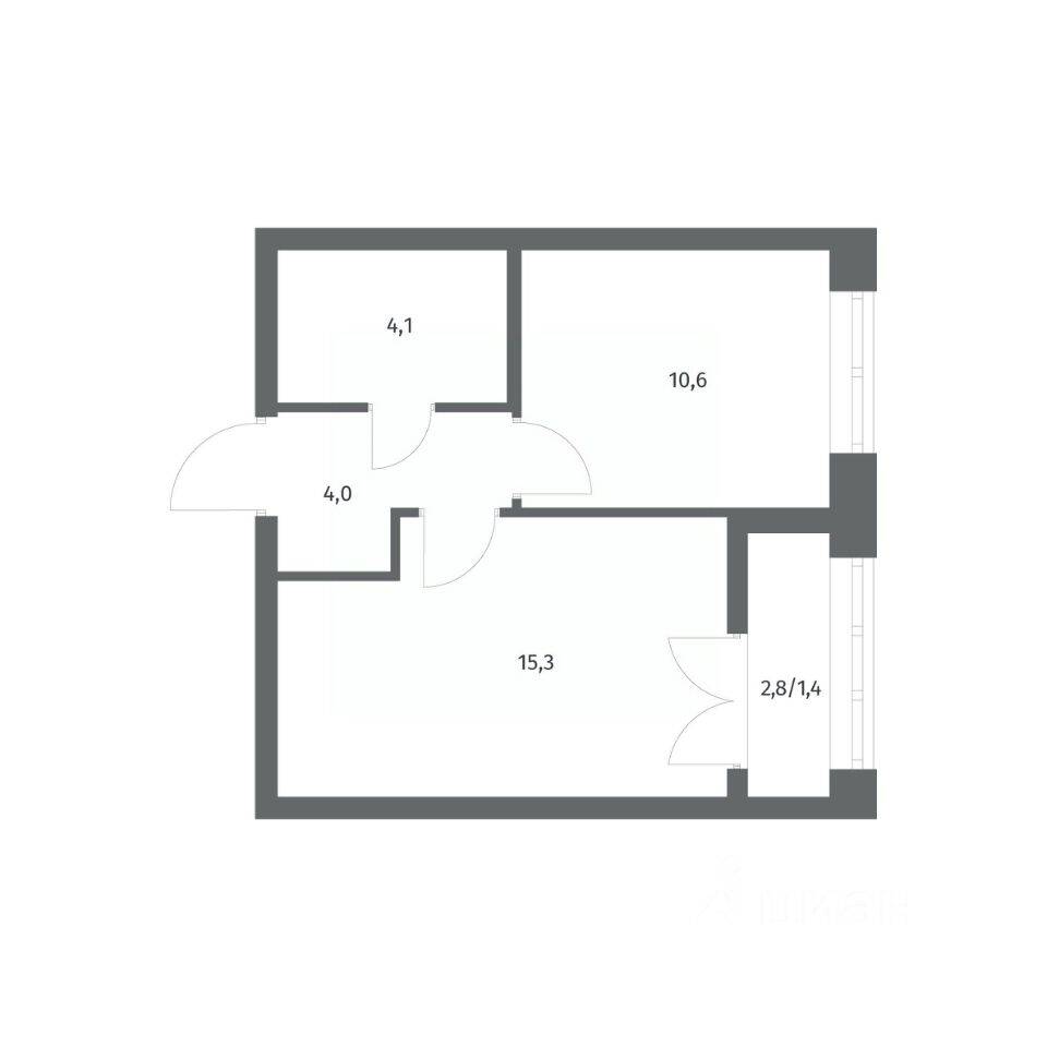 1-комн. квартира, 35,4 м², в ЖК NEWПИТЕР