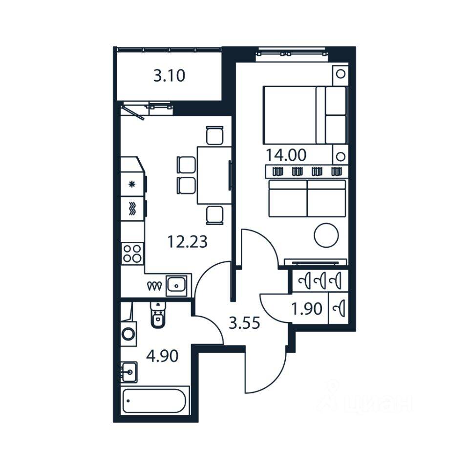 1-комн. квартира, 36 м², в ЖК Полис ЛАВрики
