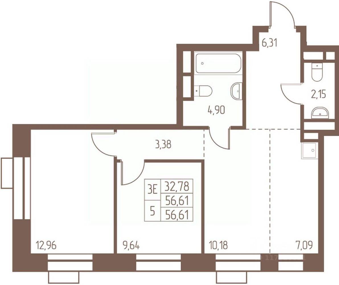 3-комн. квартира, 56,6 м², в ЖК Западная Ивантеевка