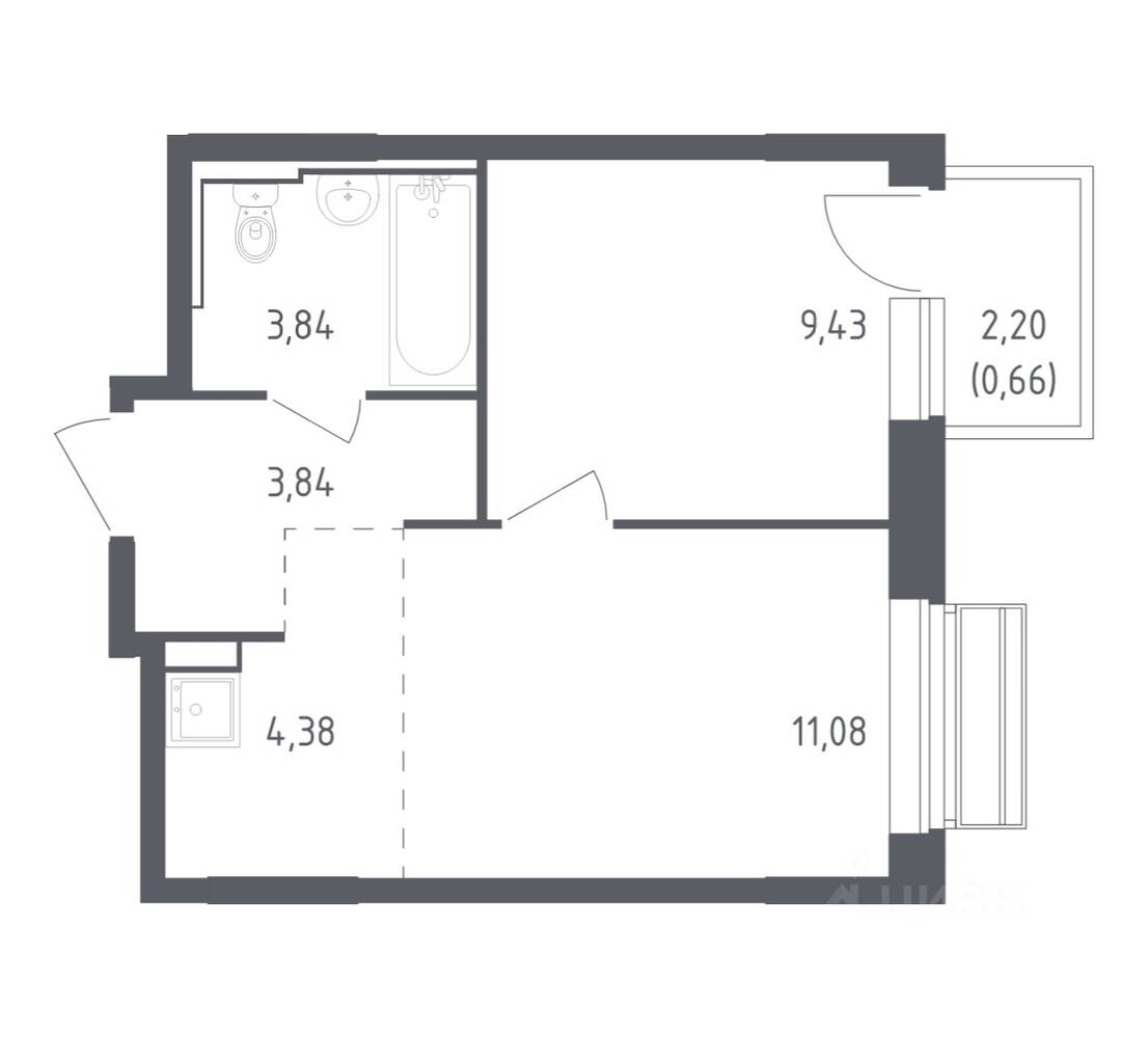 1-комн. квартира, 33,23 м², в ЖК Рублевский Квартал