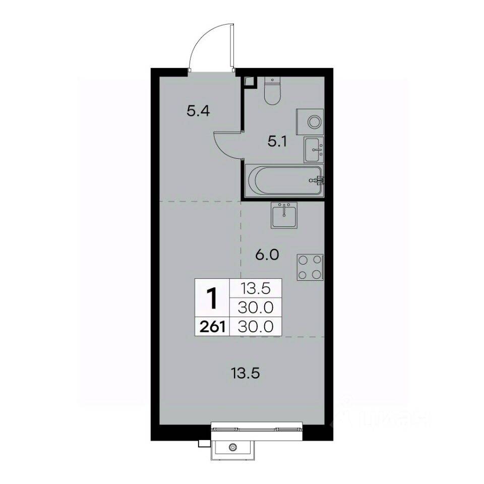 1-комн. квартира, 30 м², в ЖК Куркино 15