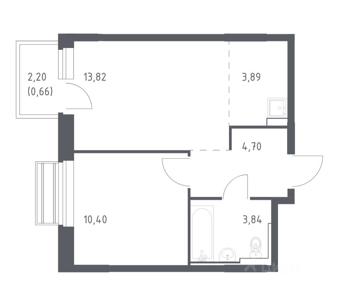 1-комн. квартира, 37,31 м², в ЖК Рублевский Квартал