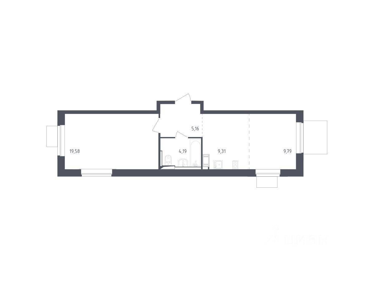 1-комн. квартира, 47,6 м², в ЖК Пятницкие Луга