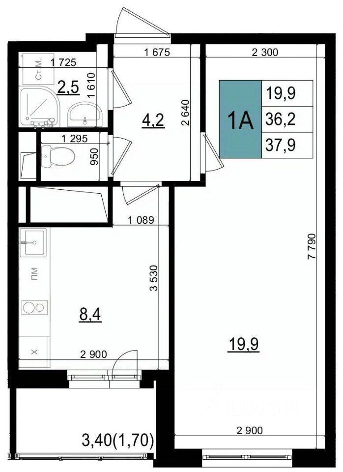 1-комн. квартира, 37,9 м², в ЖК «Одинцово сити»