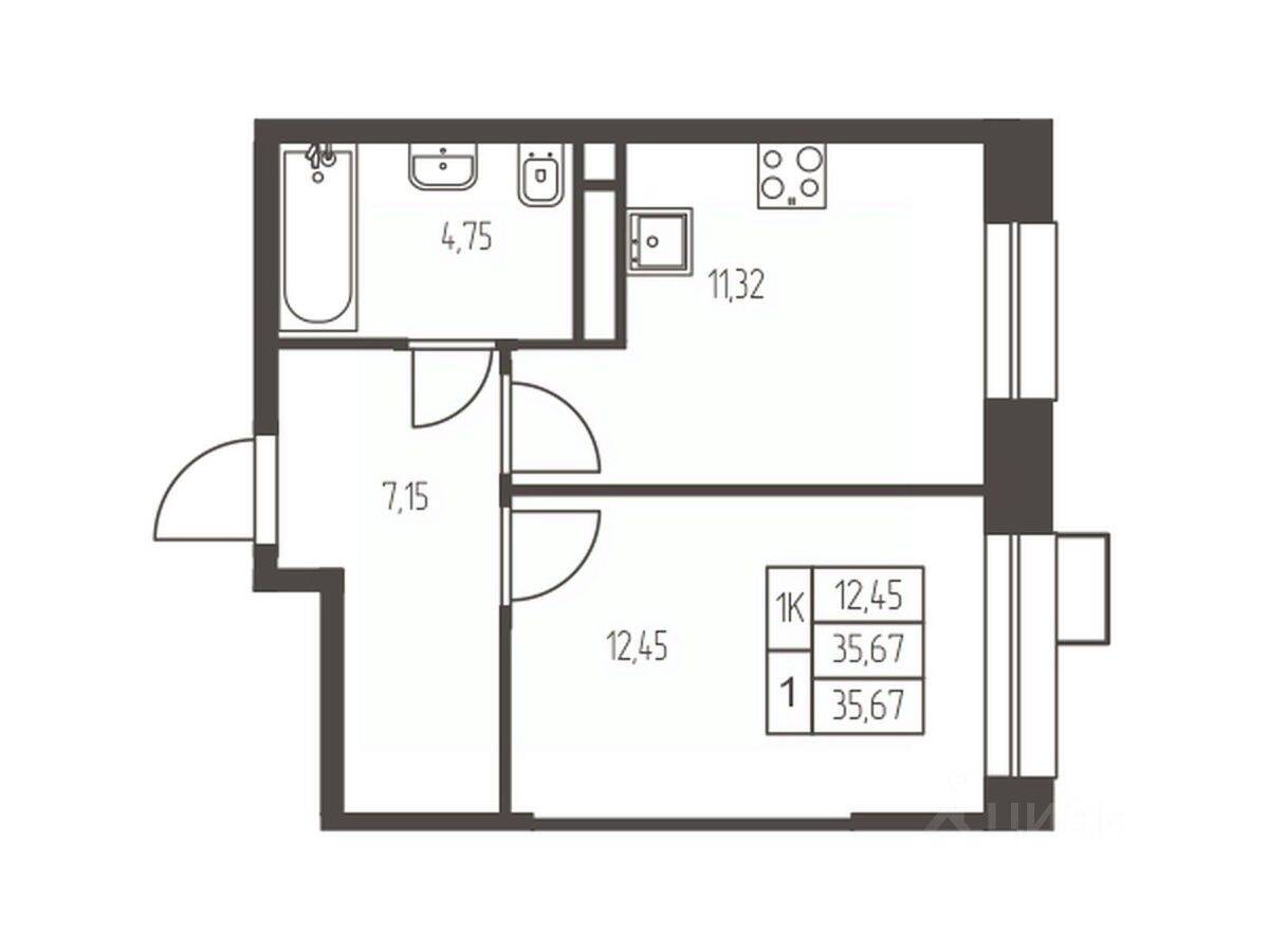 1-комн. квартира, 35,7 м², в ЖК Новая Ивантеевка