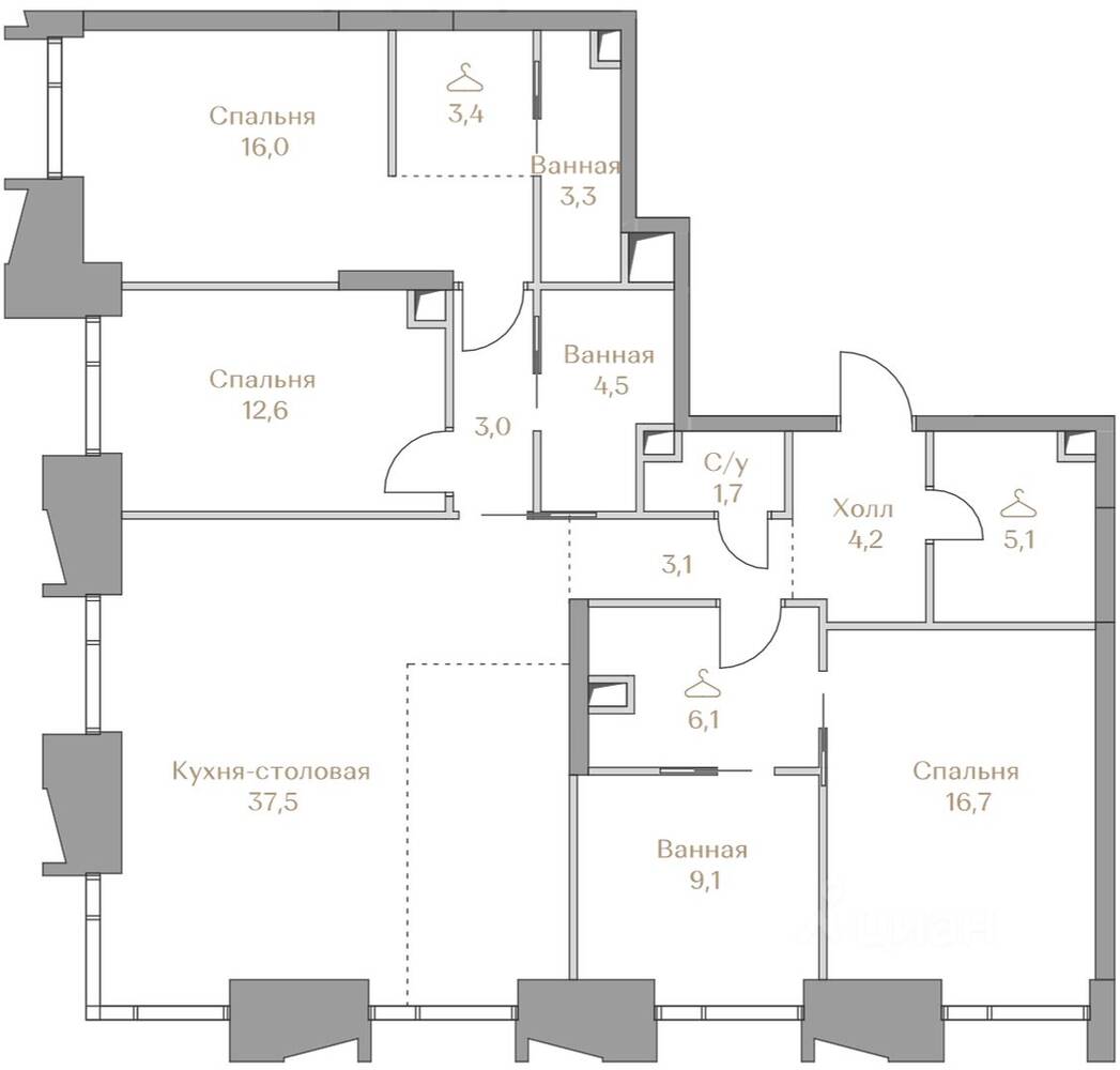 3-комн. квартира, 126,3 м², в ЖК Коллекция Лужники