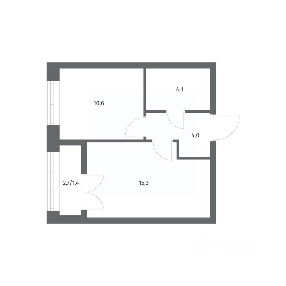 1-комн. квартира, 35,35 м², в ЖК NEWПИТЕР