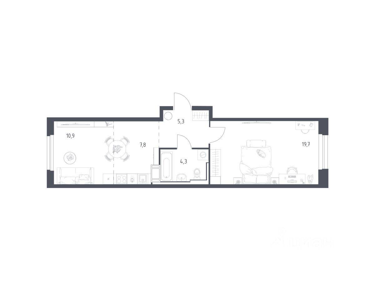 1-комн. квартира, 47,5 м², в ЖК Мытищи Парк