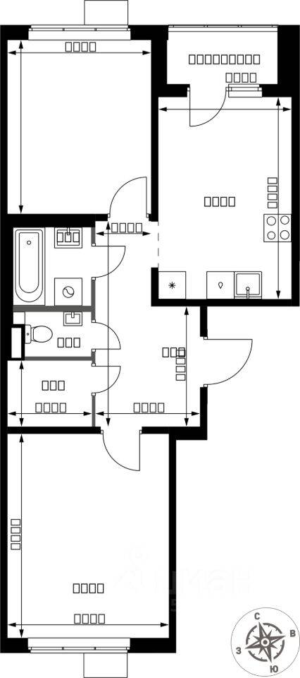 2-комн. квартира, 57,2 м², в ЖК 1-й Химкинский