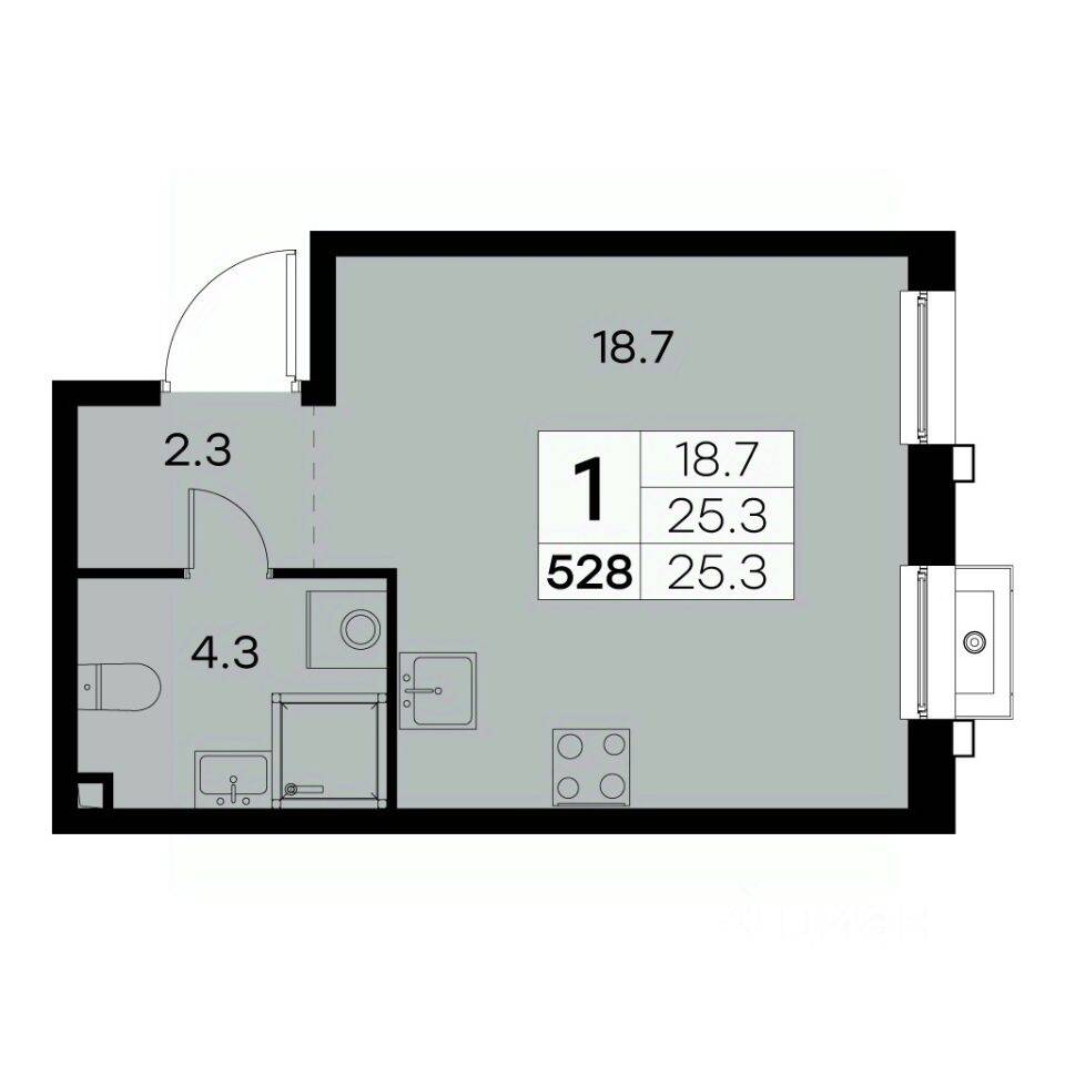 1-комн. квартира, 25,3 м², в ЖК Куркино 15