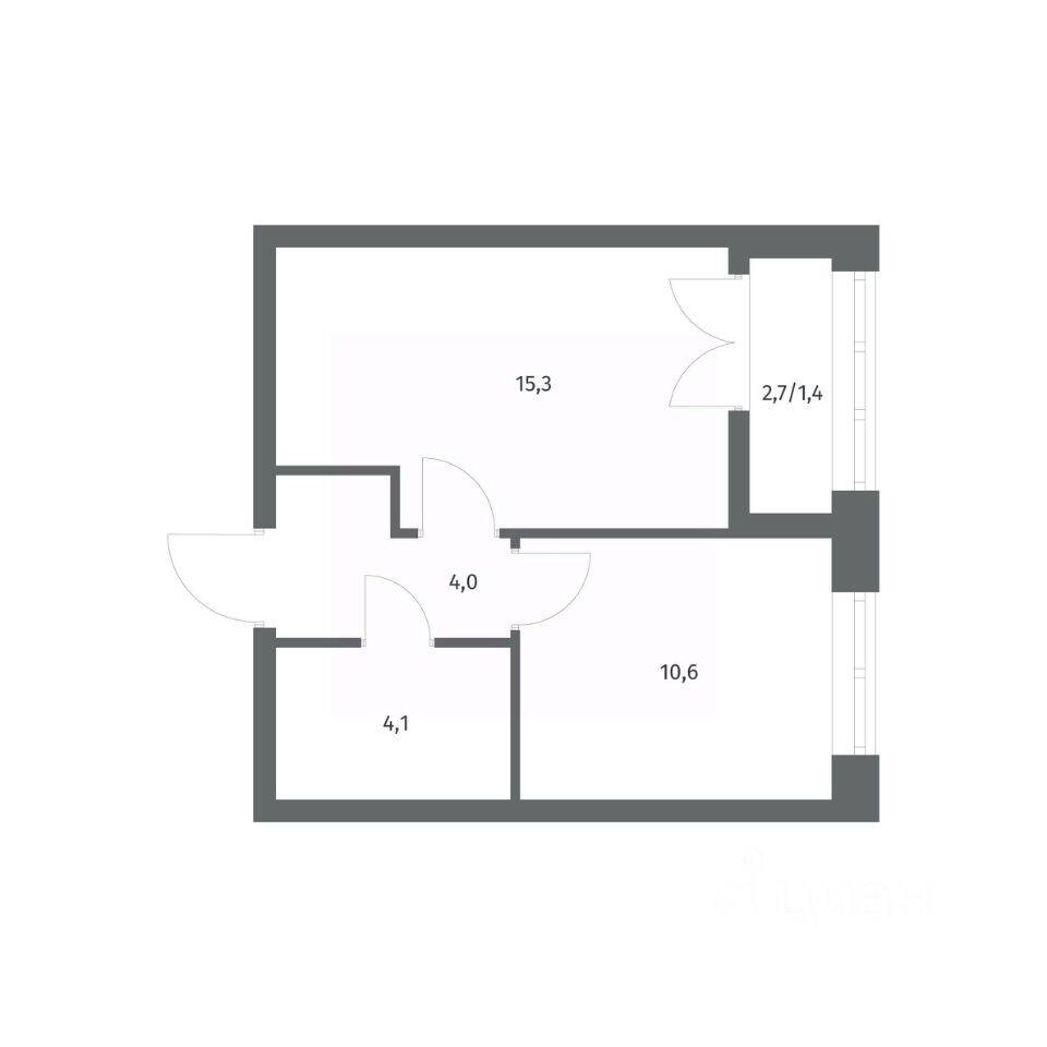 1-комн. квартира, 35,35 м², в ЖК NEWПИТЕР