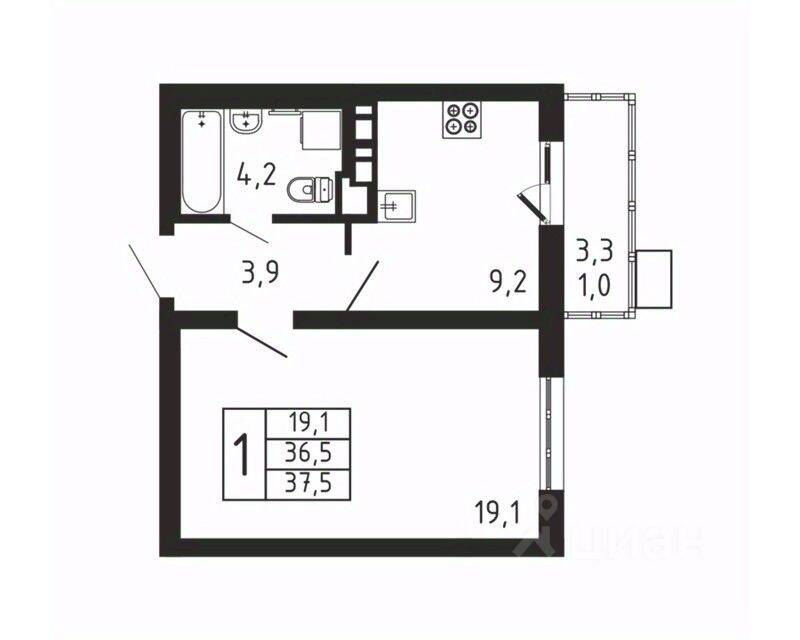 1-комн. квартира, 37,5 м², в ЖК «Пироговская Ривьера»
