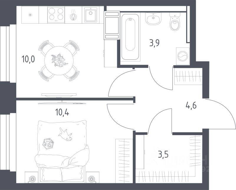 1-комн. квартира, 32 м², в ЖК Мытищи Парк