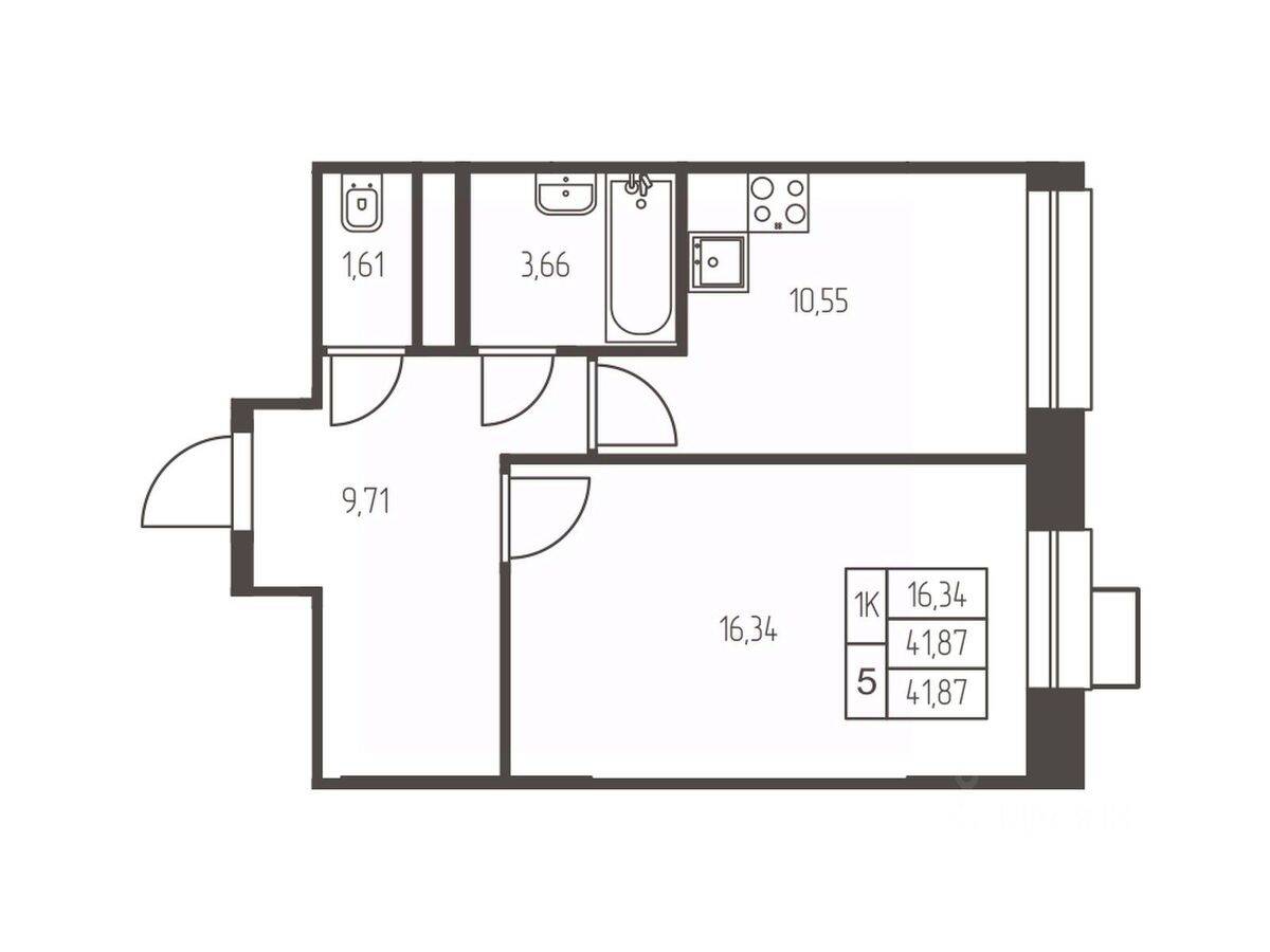 1-комн. квартира, 41,9 м², в ЖК Новая Ивантеевка
