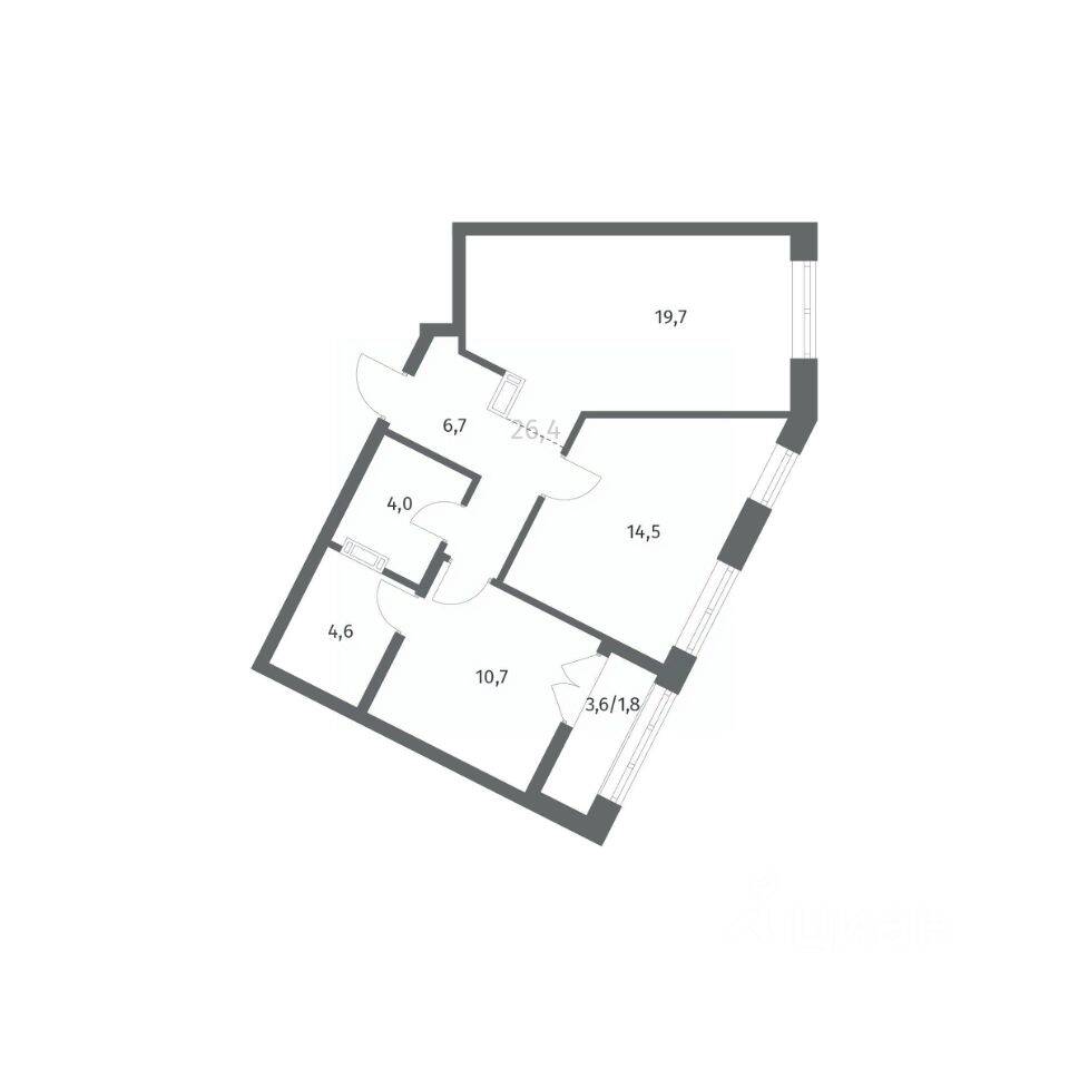 2-комн. квартира, 61,94 м², в ЖК NEWПИТЕР