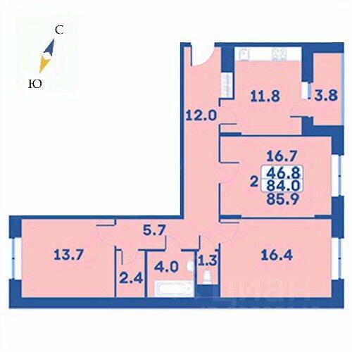3-комн. квартира, 85,9 м², в ЖК «Эдельвейс» (ЦентрСтрой)