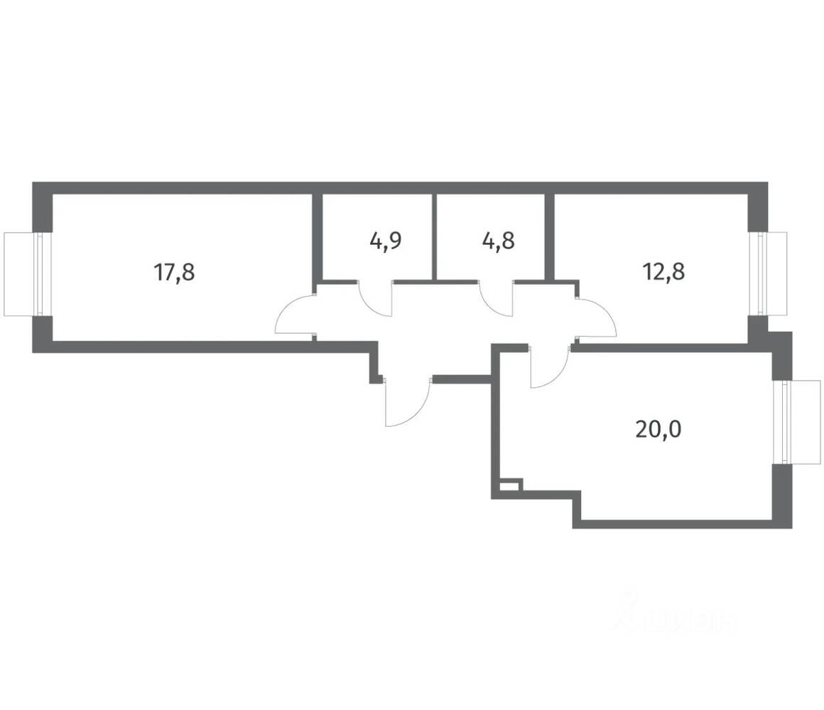 2-комн. квартира, 68,1 м², в ЖК Парусная 1